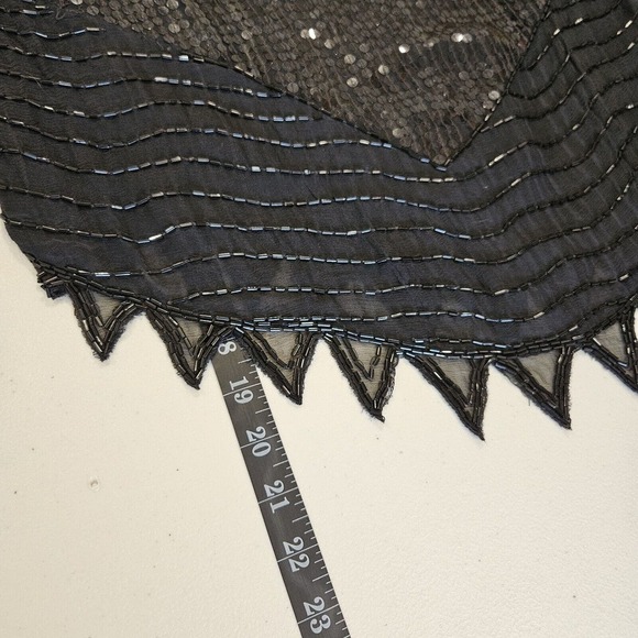 Vtg 80s Chanson D'Amour Beaded Sequin Top Size M Silk Cropped Black Whimsigoth - Picture 9 of 9